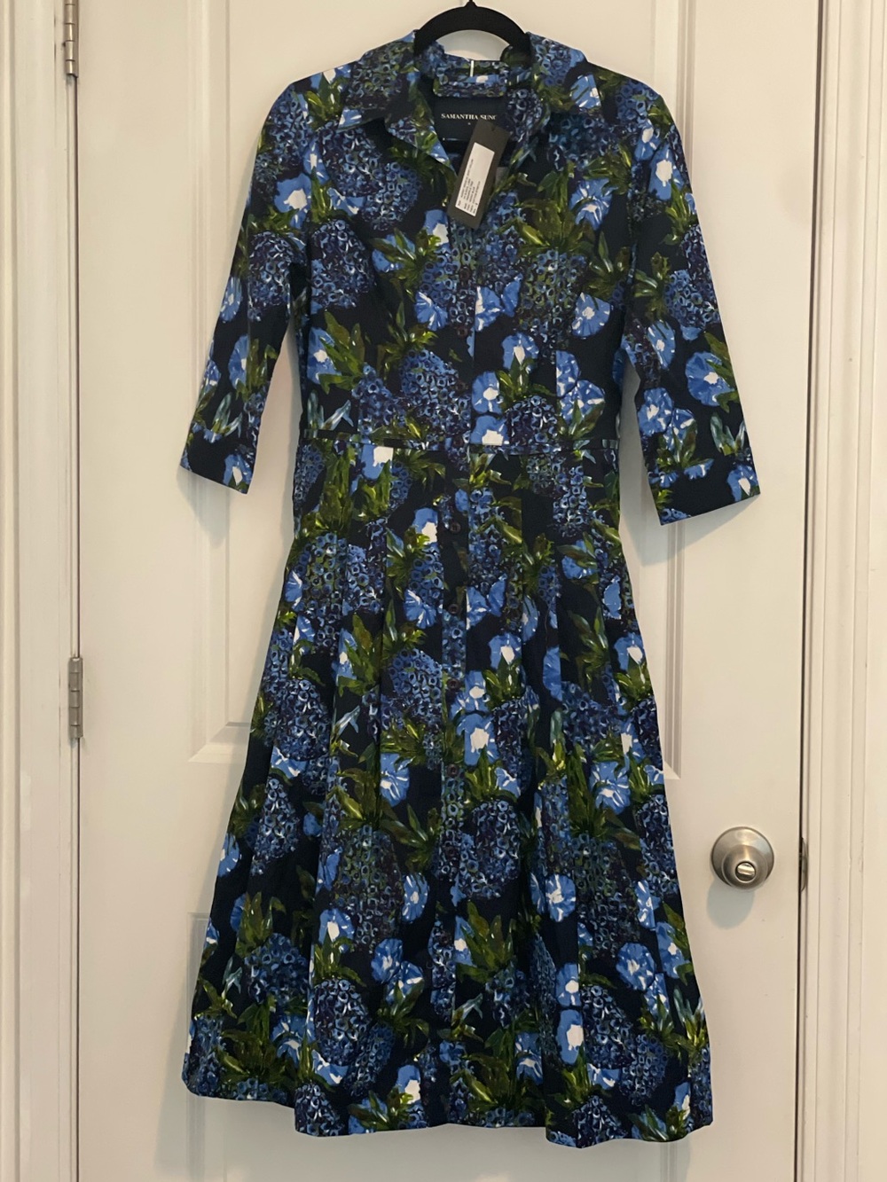 Samantha Sung Audrey Dress #3 NWT | Size 6 | Indigo Blue Pineapple
